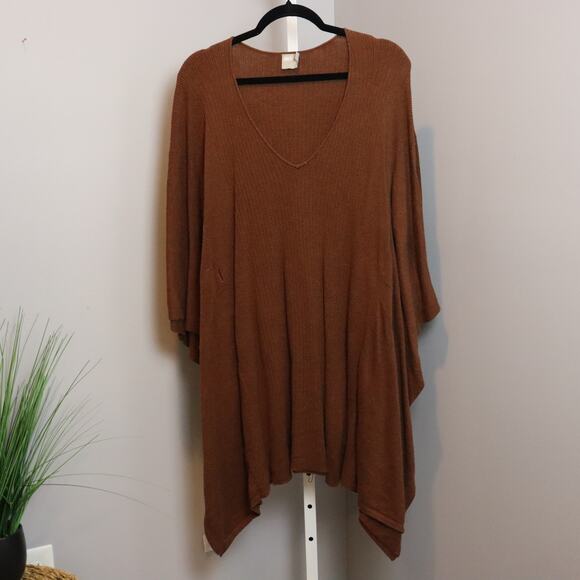 ASOS Oversized Brown Knit Poncho Sweater Tunic - Picture 1 of 7